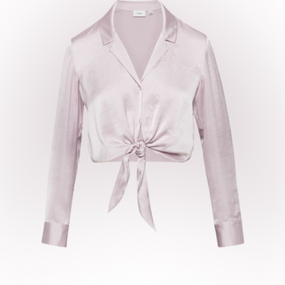 Aritzia Wilfred Tie-Front Satin Blouse